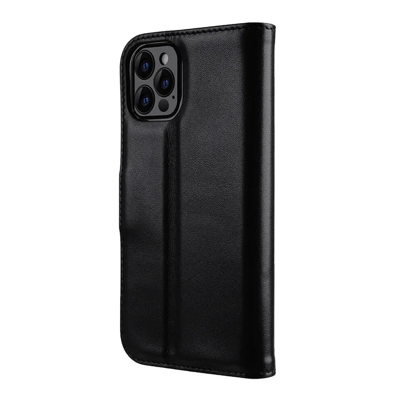 Melkco iPhone 13 Pro Premium Leather Book Cover - Black - Tashqila Melkco iPhone 13 Pro Premium Leather Book Cover - Black - Tashqila